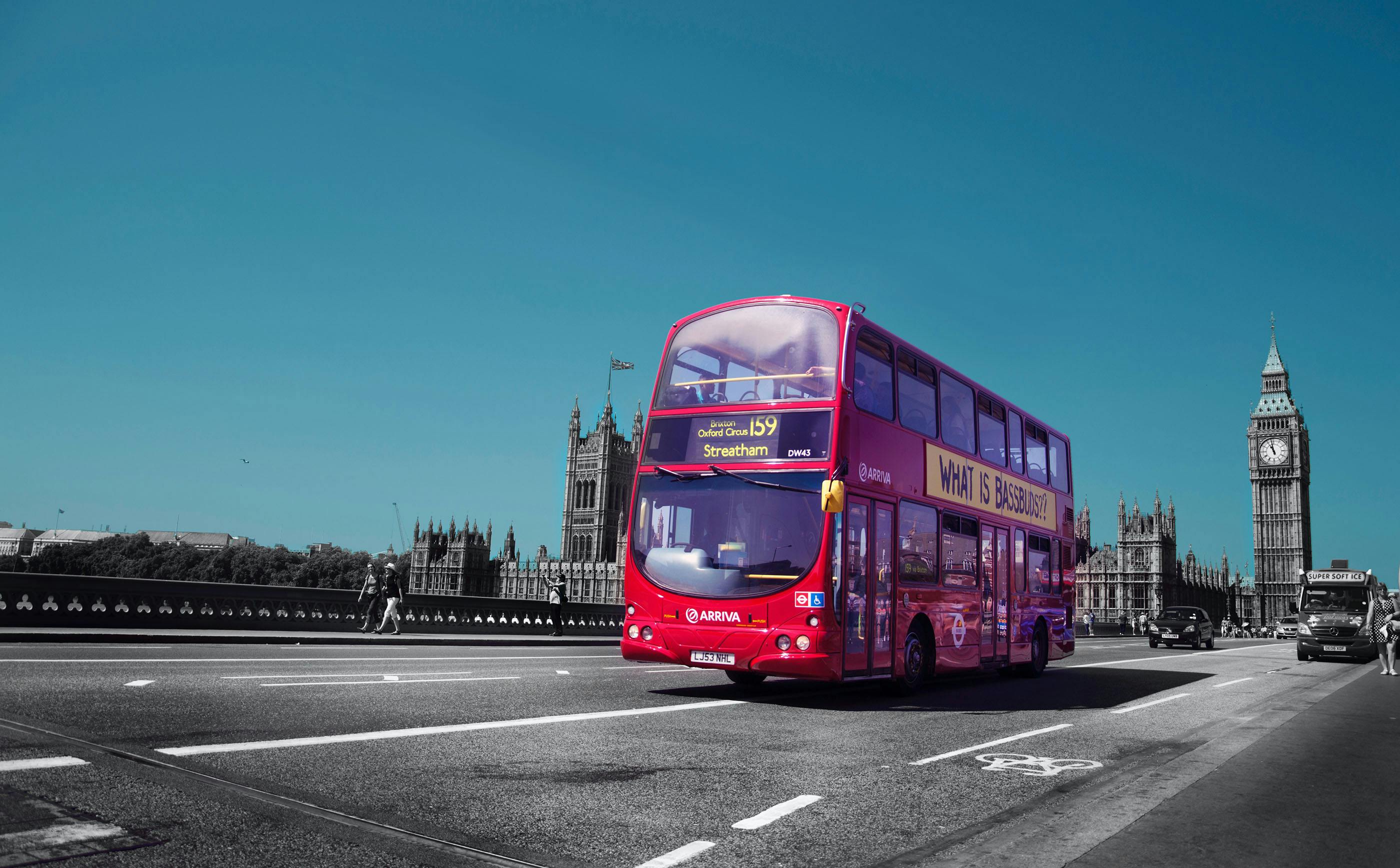 A bus crossing Westminster Bridge